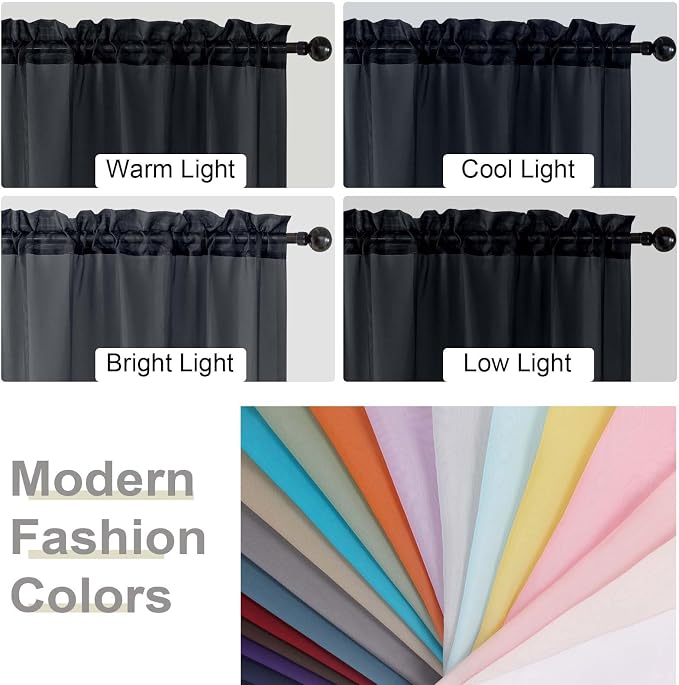 Sheer Black Curtains for Bedroom Living Room 90 Inches Long 2 Panels Set - Image 7
