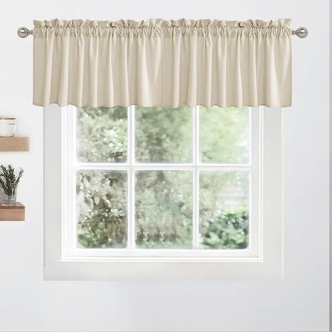 RYB HOME Short Kitchen Valances Thick Faux Linen Blended 2 Panels, Privacy - Image 7