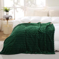 Puncuntex Dark Green Throw Blanket 90"×90" inches Fuzzy 3D Jacquard Decorative by Puncuntex