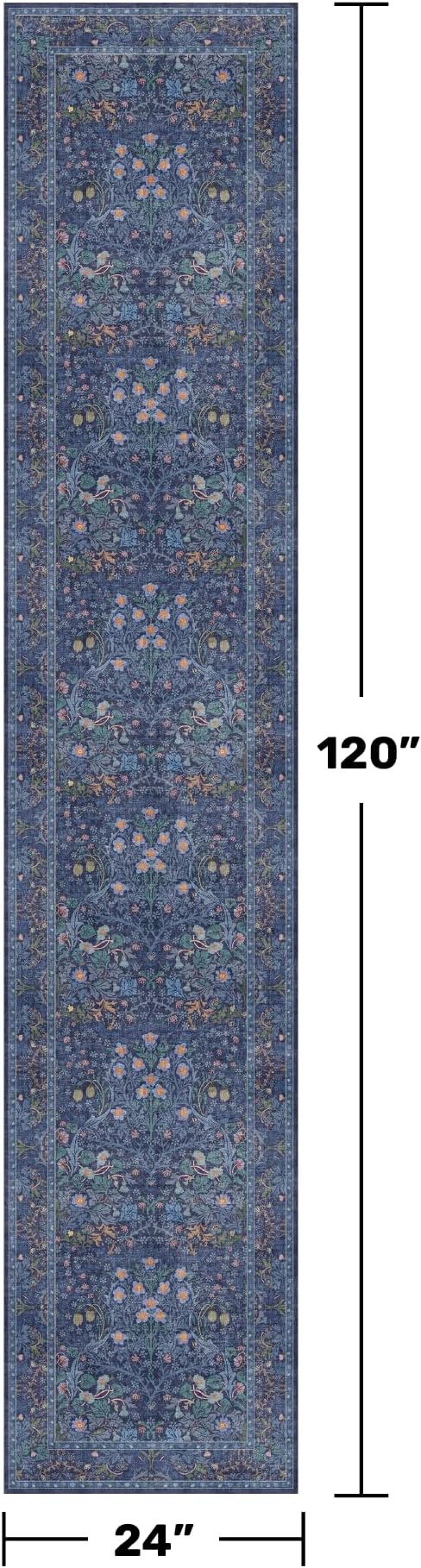 Hazo Haus Non Slip 2x10 Dark Blue Hallway Runner - 10ft Long Runner Rugs - Image 2