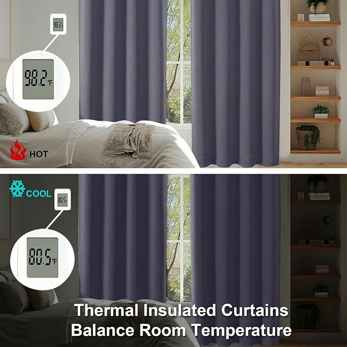 Simplebrand Ava Greyish Purple Blackout Curtains - Image 6