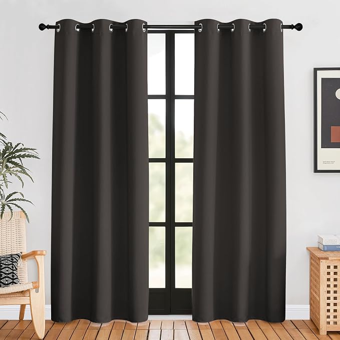 NICETOWN Blackout Curtains for Bedroom, Toffee Brown, 42 W by 80 L, Thermal by NICETOWN