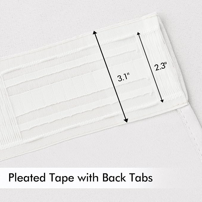 MIULEE Pure White Back Tab Blackout Curtain 96 Inch Long 2 Panels Set - Image 4