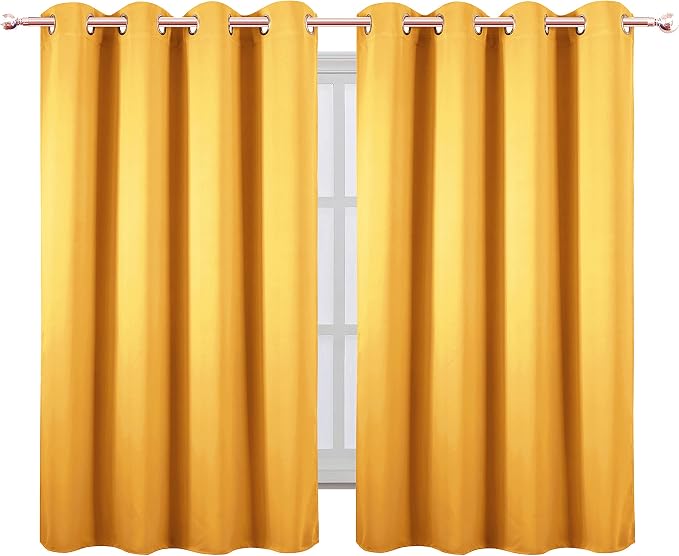 LEMOMO Yellow Thermal Blackout Curtains/52 x 54 Inch/Set of 2 Panels Room - Image 2