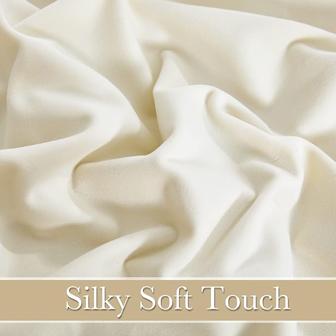 RYB HOME Ivory White Velvet Curtains 102 inches - Image 5