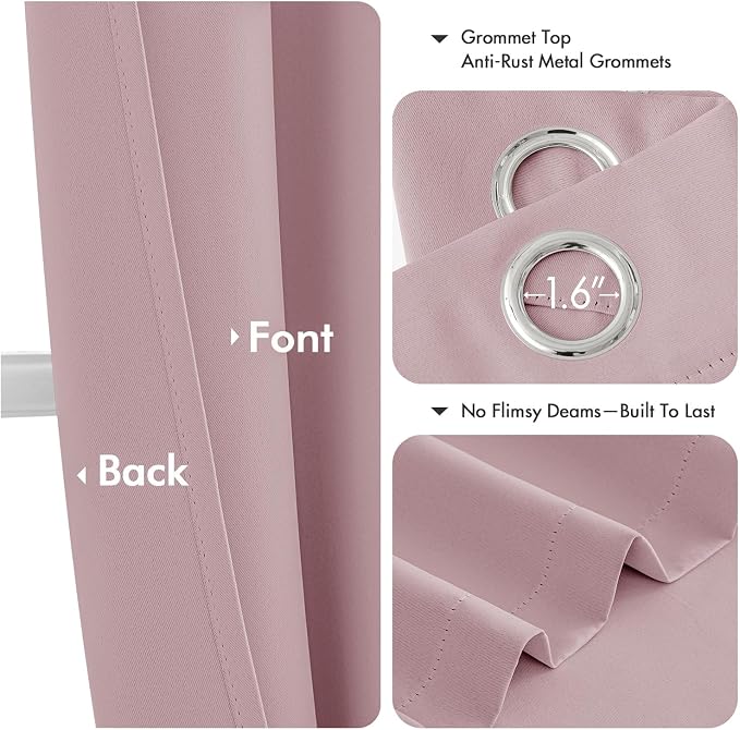 MIULEE Blackout Curtains for Bedroom 2 Panels 40 x 54 Inch Long Blush Pink | - Image 4