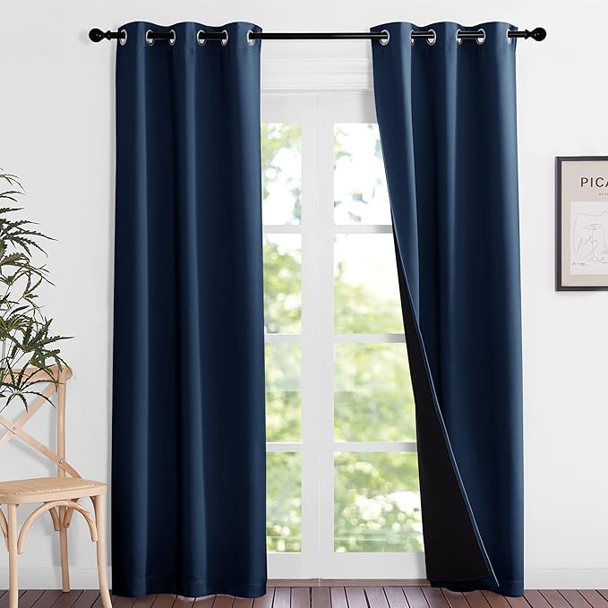NICETOWN Complete 100% Blackout Curtain Set, Thermal Insulated & Energy - Image 2