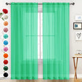 SpaceDresser Basic Rod Pocket Sheer Voile Window Curtain Panels Grass Green 1 by SpaceDresser