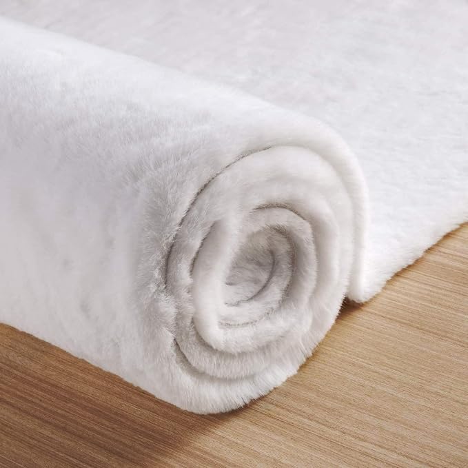 ORINOVA White Faux Rabbit Fluffy Fur Rugs - Image 8