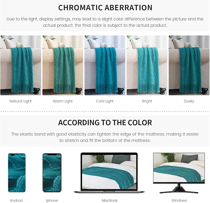 BOURINA Throw Blanket Textured Solid Soft Sofa Throw Couch Cover Knitted - Image 8
