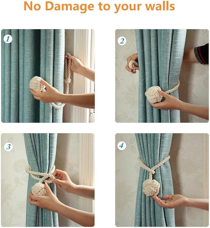 Melaluxe 4 Pack Curtain Tiebacks - Image 3