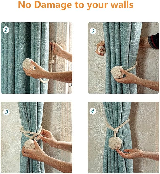 Melaluxe 2 Pack Curtain Tiebacks - Image 4