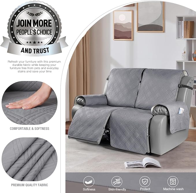 TAOCOCO 100% Waterproof Oversized Loveseat Recliner Cover, Non Slip Split Couch - Image 3