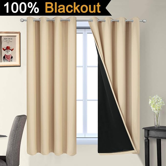Yakamok Home Decor Thermal Insulated Full Blackout Drapes, 2-Layer Lined 100% - Image 2