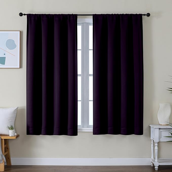 Simplebrand Ava Blackberry Short Blackout Curtains by Simplebrand