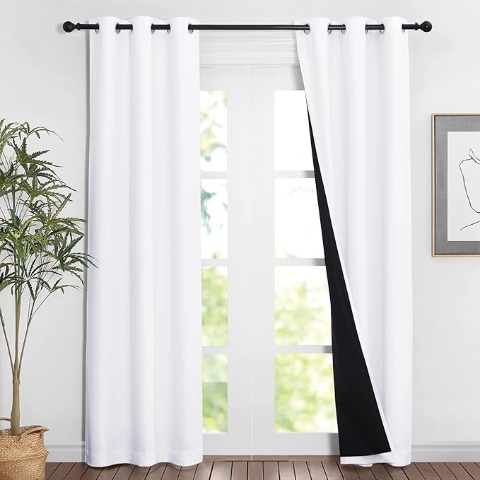 NICETOWN White Blackout Curtains 84 inches Long, Full Light Blocking Drapes by NICETOWN