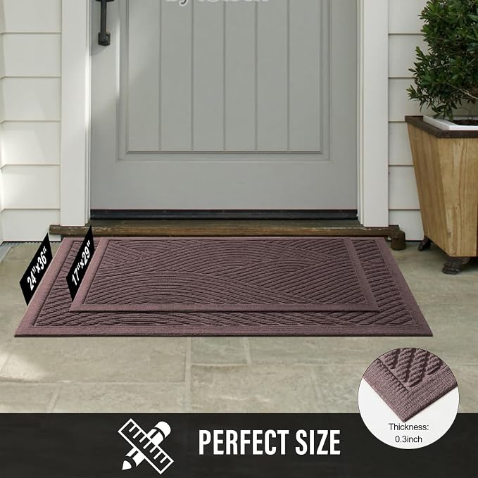 HIYARD Sturdy Front Door Mat, Absorbent Muddy Dirt Resist Welcome Door Mats - Image 5