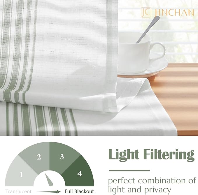 jinchan Striped Linen Valance Curtain 16 Inch Vertical Striped Valance - Image 5