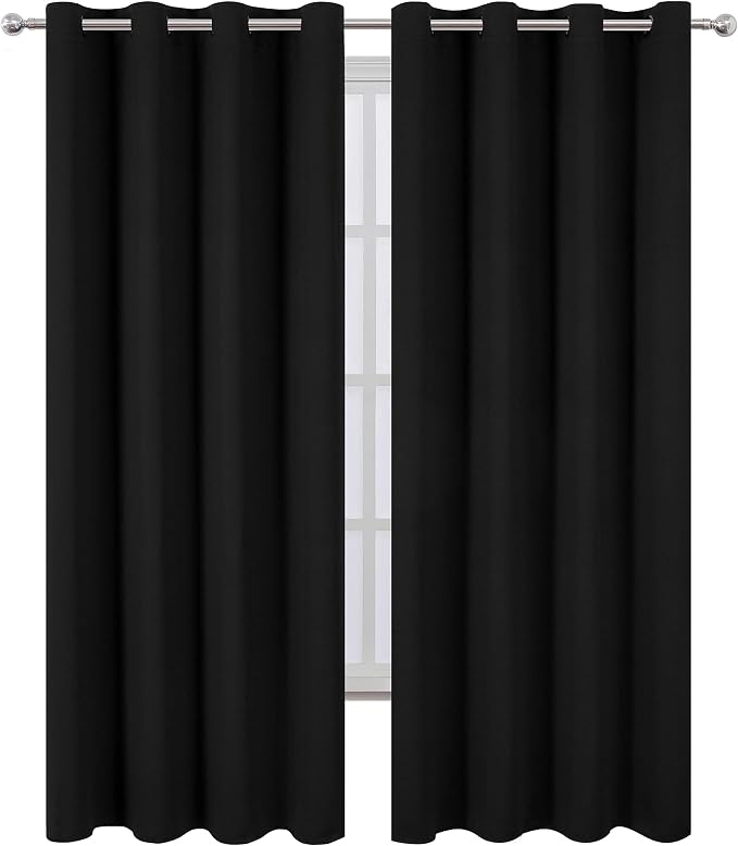 LEMOMO Black Thermal Blackout Curtains/52 x 95 Inch/Set of 2 Panels Room - Image 2