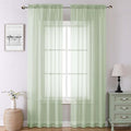 Lecloud Light Green Sheer Curtains 90 Inches Long 2 Panels, Modern Light by Lecloud