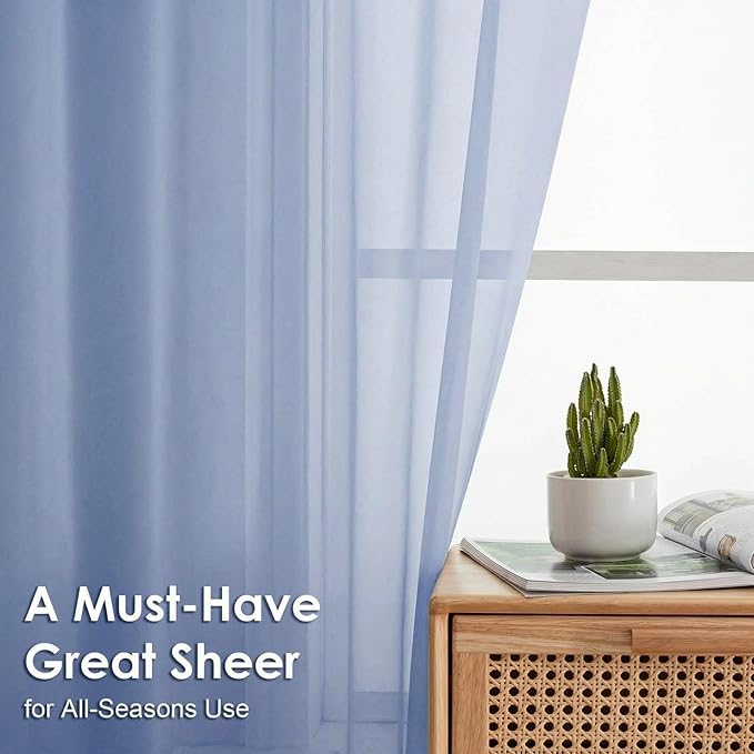 OVZME Sheer Curtains 84 Inches Long 2 Panels Set, Light Filtering Transparent - Image 2