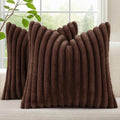 decorUhome Fall Faux Fur Throw Pillow Covers 20x20 Set of 2 Dark Brown | by decorUhome