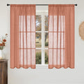 BGment Rust Terracotta Linen Curtains 45 Inch Length, Burnt Orange Semi Sheer by BGment