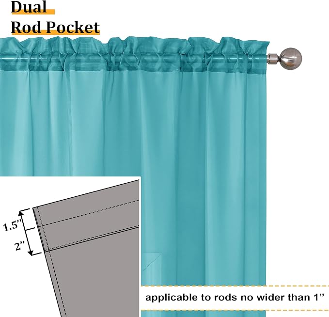 Aiyufeng Turquoise Sheer Curtains 72 Inch Length 2 Panels Set, Light Filtering - Image 4