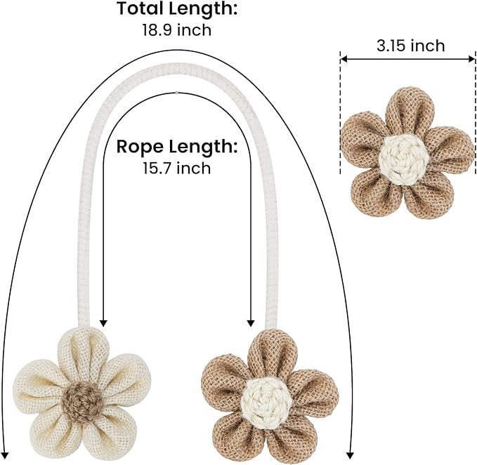 KLOGTSIND Flower Curtain Tiebacks, 6 Pack Boho Curtain Ties Elegant DIY Curtain - Image 3