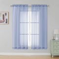 Simplebrand Denim Sheer Curtains 63 Inch Length 2 Panels, Rod Pocket Solid by Simplebrand
