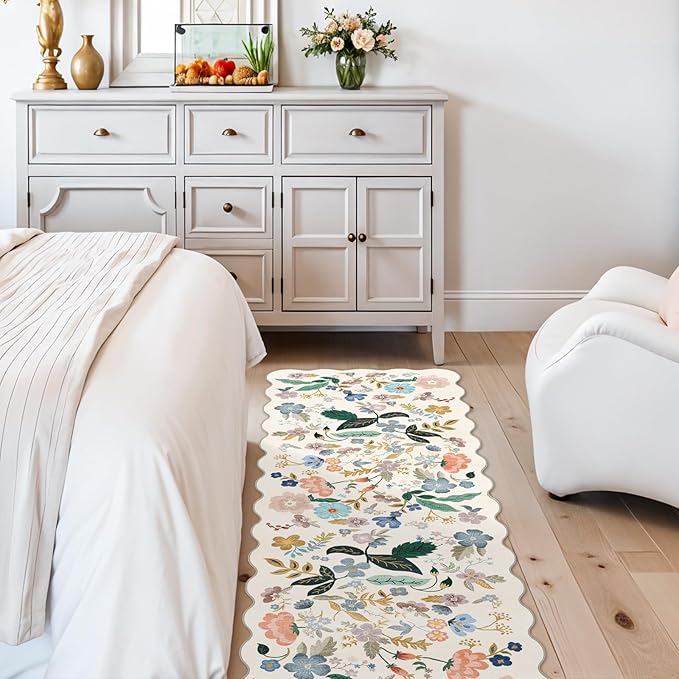 2x6 Washable Hallway Runner Rug: Floral Kitchen Rugs - Image 4