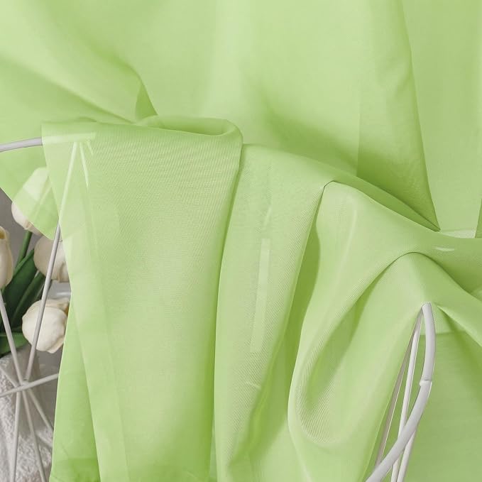 Aiyufeng Lime Sheer Curtains 63 Inch Length 2 Panels Set - Image 7
