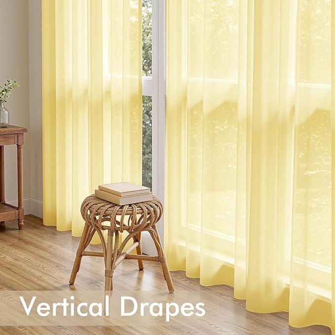 MIULEE Yellow Sheer Curtains 96 Inches Long 4 Panels 42 x 96 Inches | Light - Image 5