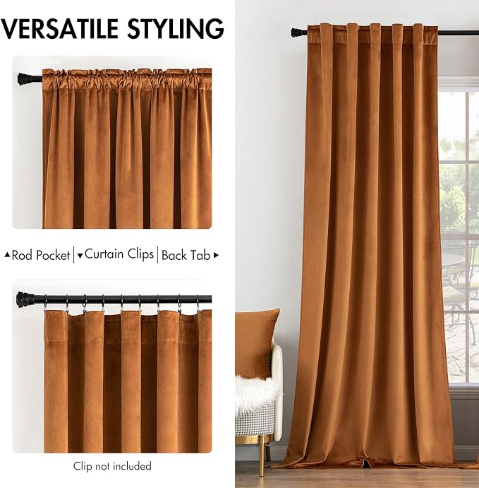 MIULEE Velvet Curtains 108 inches Long 2 Panels - Image 2