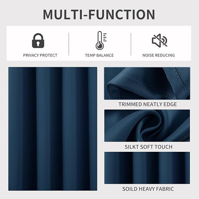 Joydeco Blackout Curtains 95 Inches Long 1 Panel, Thermal Insulated Long - Image 3