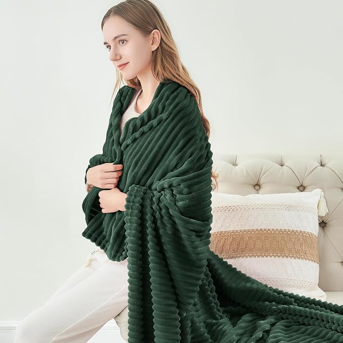 BEDELITE Fleece Throw Blanket for Couch – 3D Ribbed Jacquard Soft and Warm - Image 8