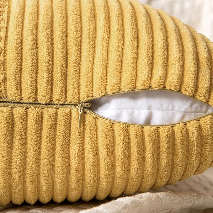 MIULEE Golden Mustard Decorative Throw Pillow Covers 20x20 Inch - Image 3
