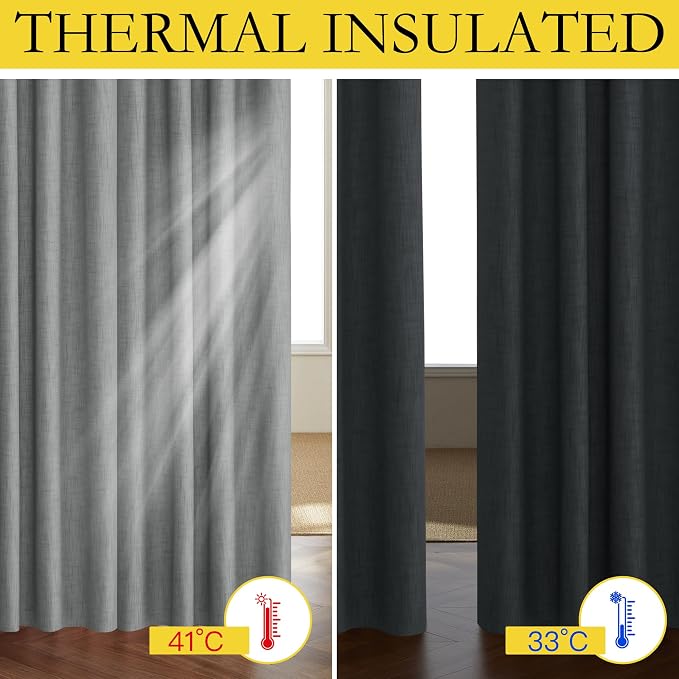 NICETOWN 100% Absolutely Blackout Linen Curtains - Image 3