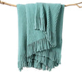 lifein Throw Blanket for Couch, Soft Boho Decor Bed Throw, Cozy Blue Chenille by lifein