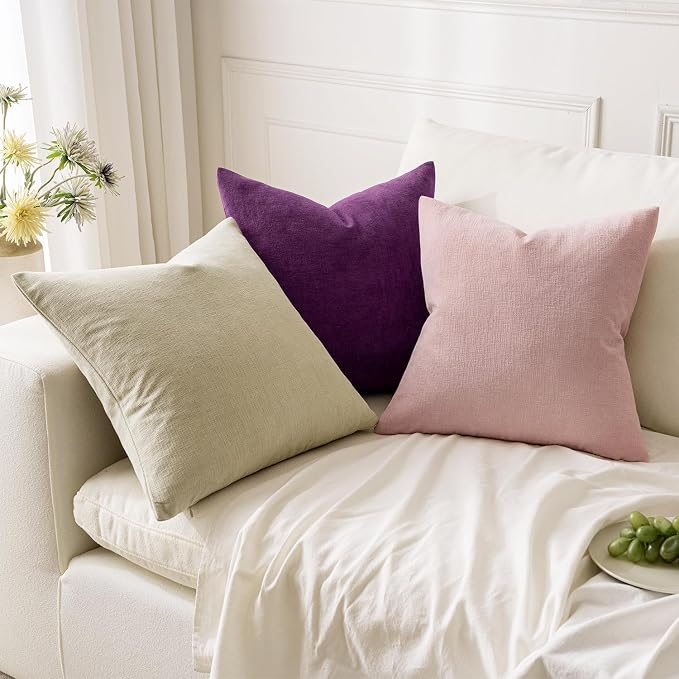 MIULEE Ivory Chenille Couch Throw Pillow Covers, 18x18 | Set of 2, Soft Neutral - Image 5