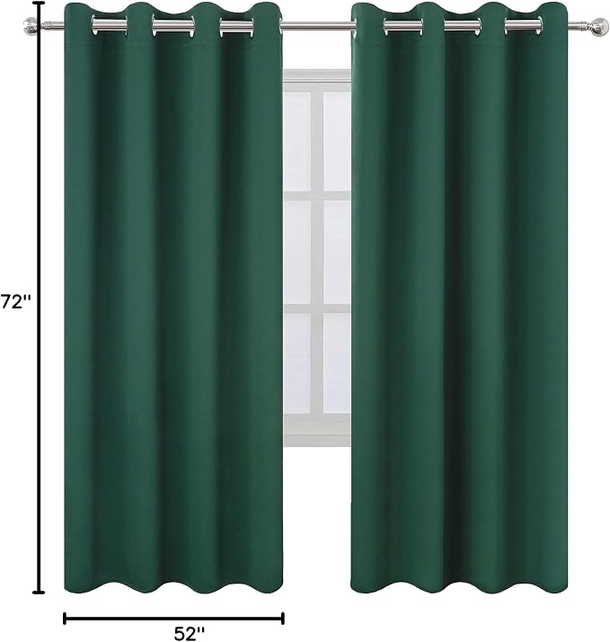 LEMOMO Dark Green Thermal Blackout Curtains/52 x 72 Inch/Set of 2 Panels Room - Image 10