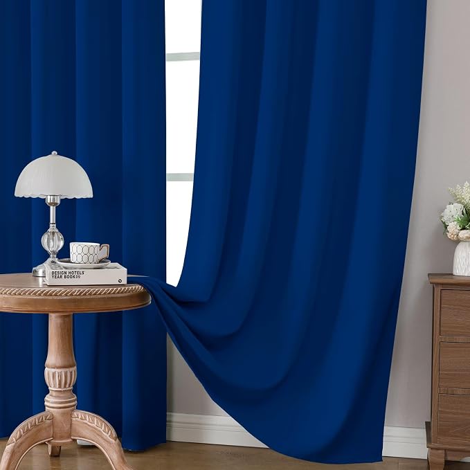 CUCRAF Royal Blue Blackout Curtains 45 inch Length 2 Panels Set, Rod Pocket - Image 5