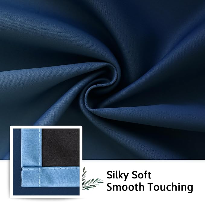 SimpleHome Blue and Greyish White Blackout Curtains - Image 6