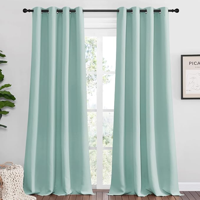 NICETOWN Aqua Blue Blackout Curtains 90" Long by NICETOWN