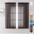 Lecloud Sheer Curtains 63 Inch Length 2 Panels Set, Chocolate Window Curtains by Lecloud