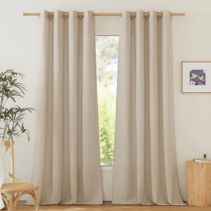 NICETOWN Rustic Linen 102 inch Long Curtains by NICETOWN