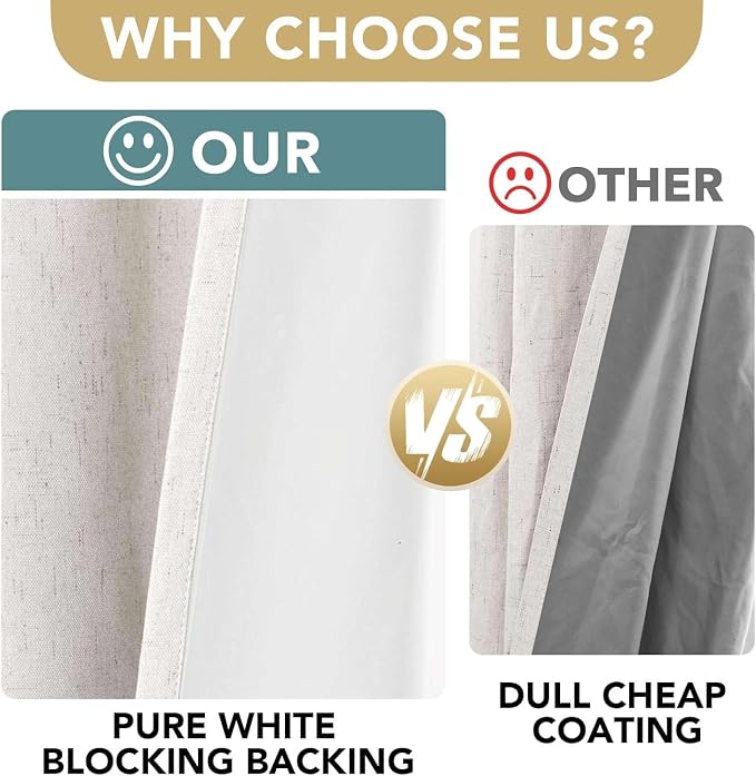 H.VERSAILTEX Linen Curtains 100% Blackout Curtains - Image 3