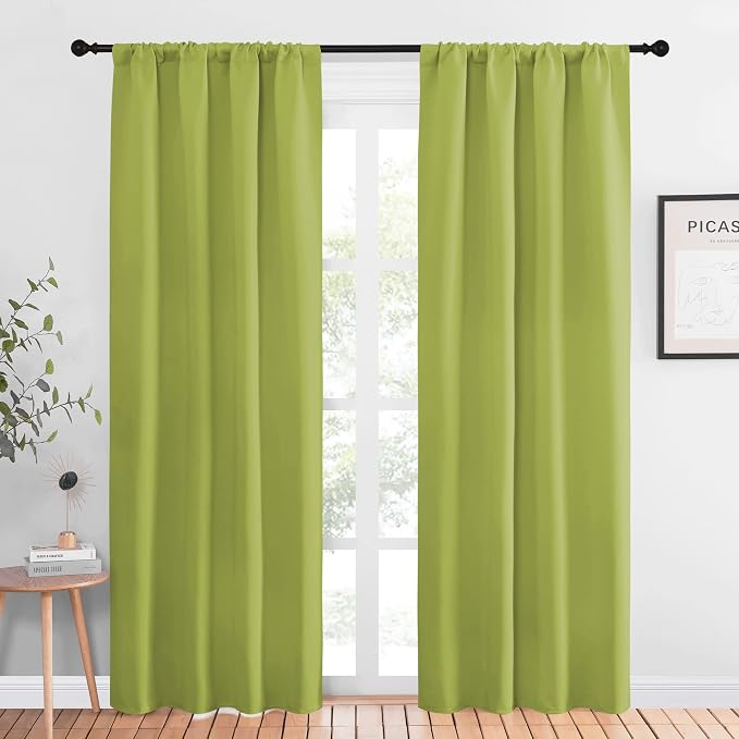 NICETOWN Blackout Curtains for Living Curtains, Fresh Green, 1 Pair, 34-inch W by NICETOWN