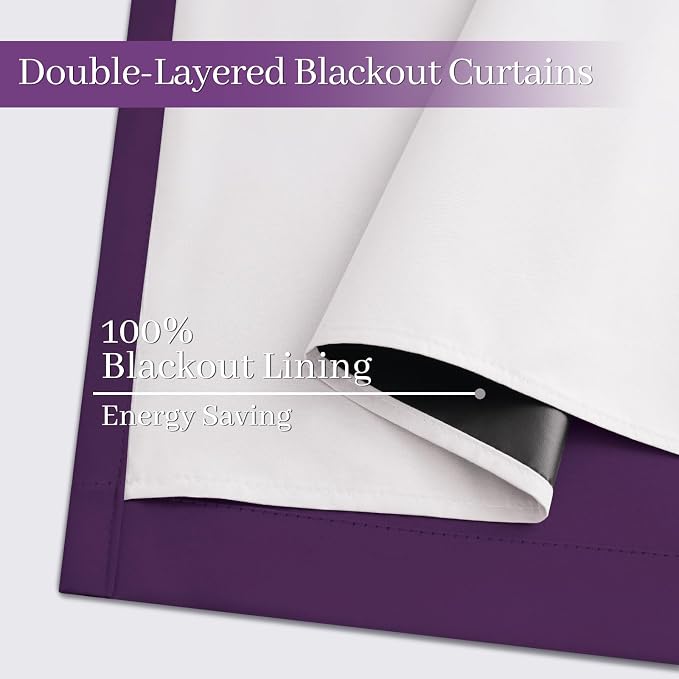 Yakamok Room Darkening 100% Blackout Curtains Grommet Window Treatments - Image 6