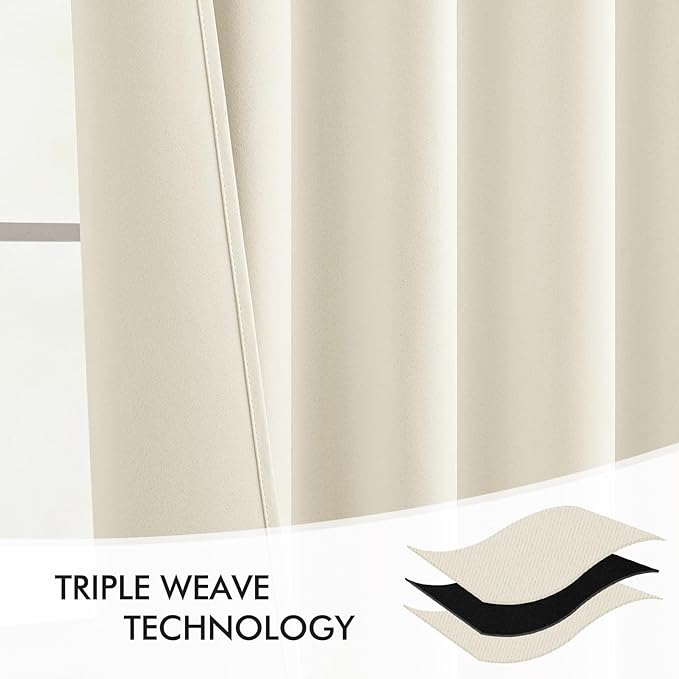 MIULEE Birch Back Tab Blackout Curtain 96 Inch Long 2 Panels Set - Image 7